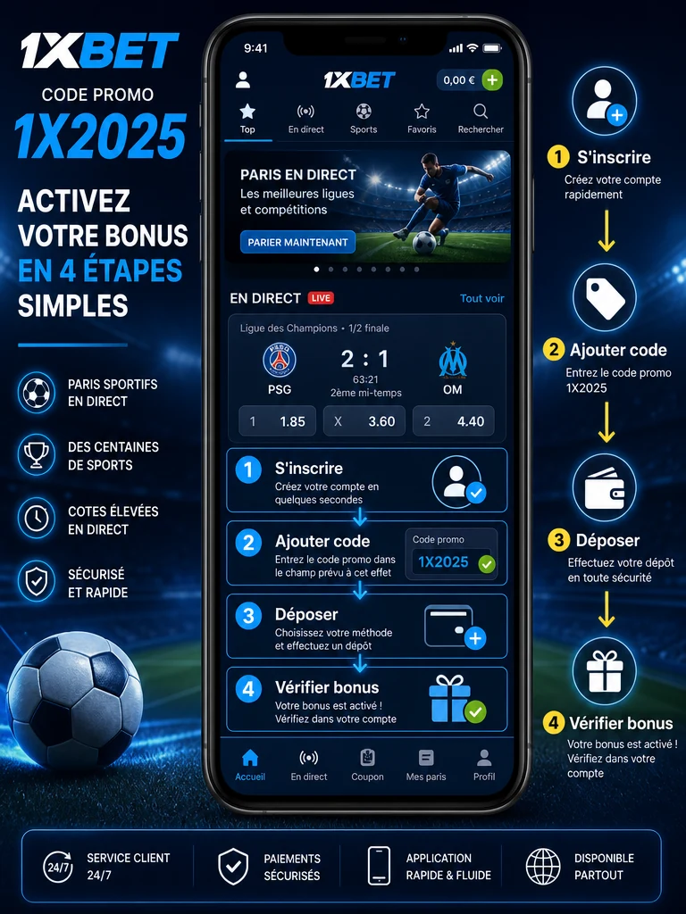 Infographie: où saisir le code promo et quoi vérifier.