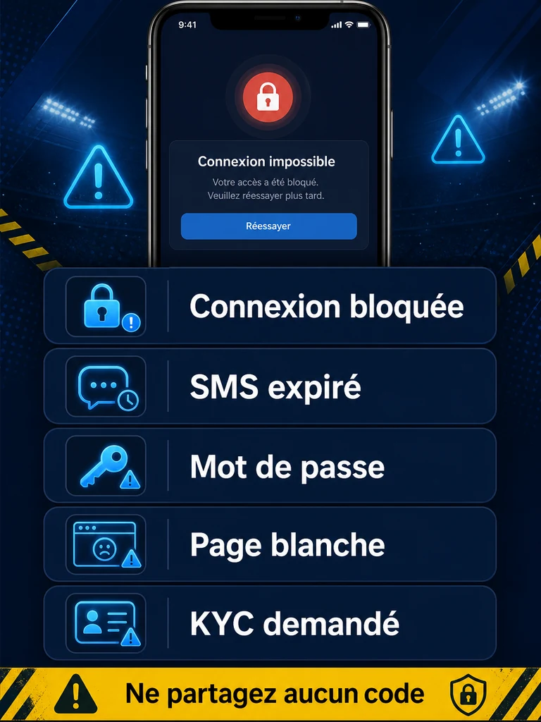 Checklist: résoudre une connexion bloquée sans exposer ses codes.