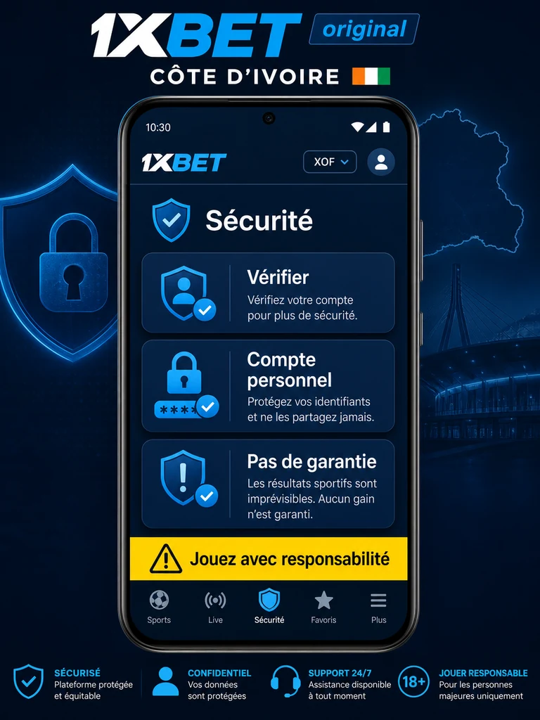 Infographie: sécurité 1xBet original Côte d'Ivoire en Côte d'Ivoire.