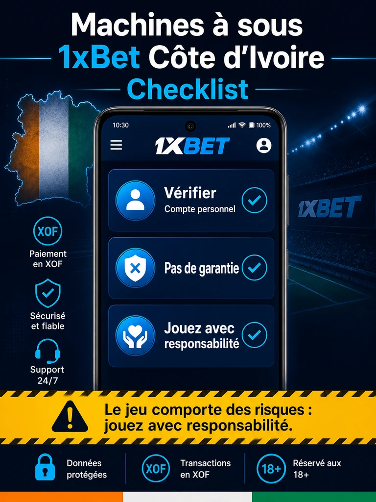 Infographie: checklist Machines à sous 1xBet Côte d'Ivoire en Côte d'Ivoire.
