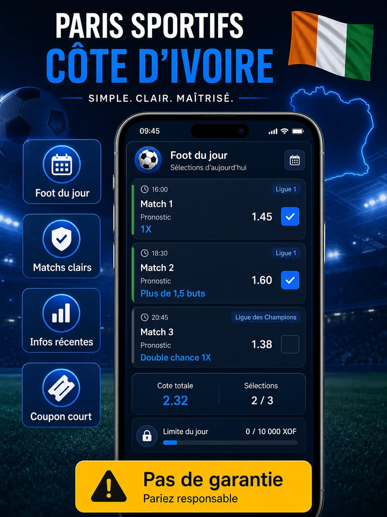 Infographie: sélectionner les matchs du jour avec limite et coupon court.
