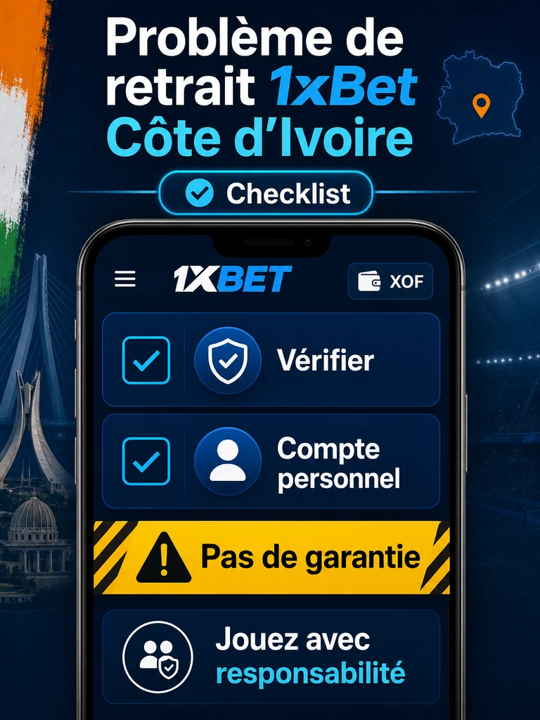 Infographie: checklist Problème de retrait 1xBet Côte d'Ivoire en Côte d'Ivoire.